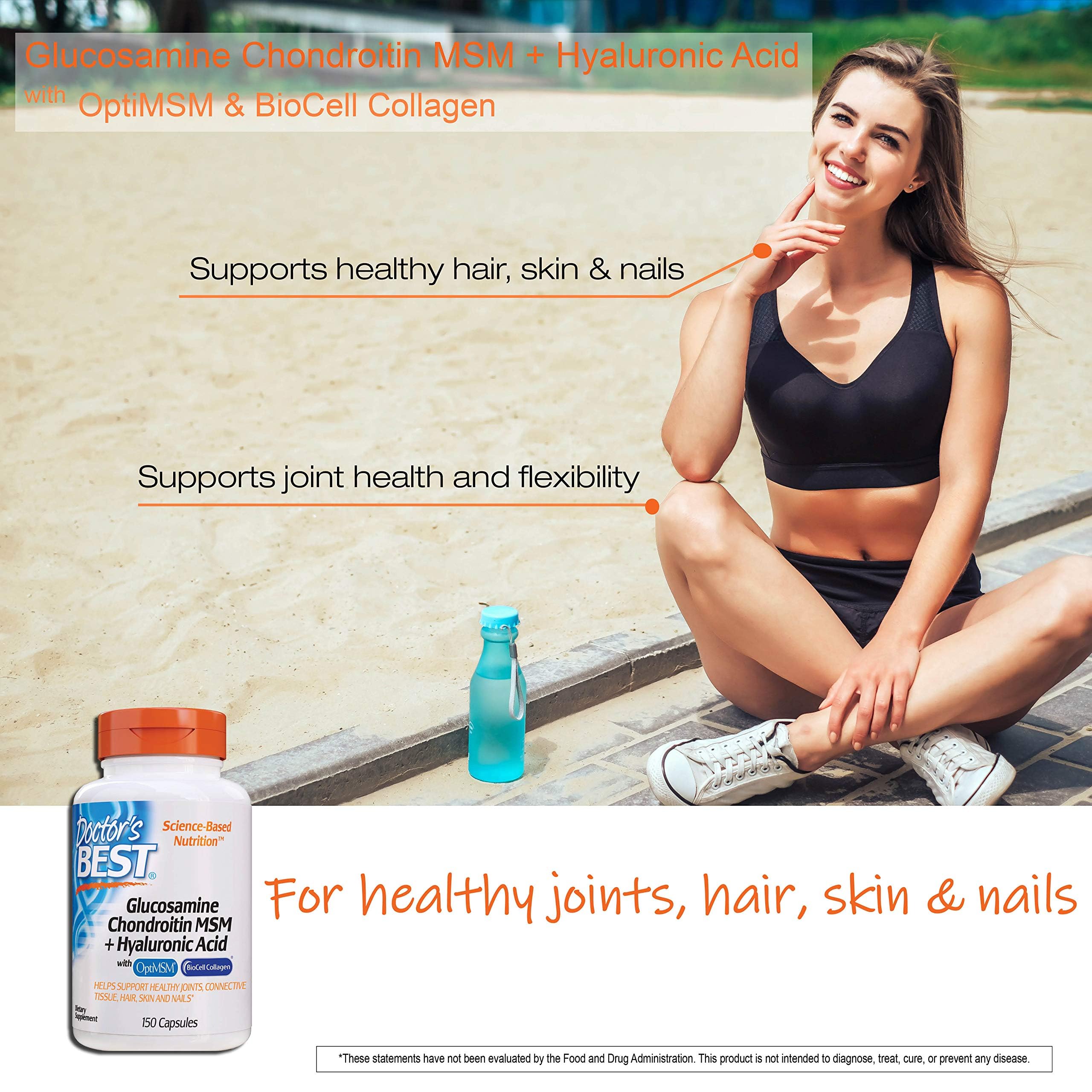 Doctor's Best Glucosamine Chondroitin MSM with Hyaluronic Acid & Biocell Collagen - 150 Capsules for Joint Support, Mobility & Comfort | Non-GMO, Gluten & Soy Free | Ideal for Active Lifestyles, Sports Recovery & Arthritis Relief
