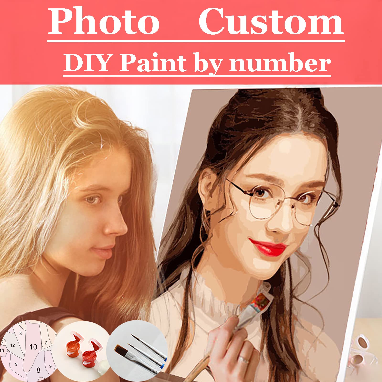 Custom Paint by Numbers Kit from Photo - Personalized DIY Painting for Adults - 36 Colors on 24x36 Inch Canvas (No Frame) - Perfect Gift for Home Decor, Stress Relief & Creative Hobbies