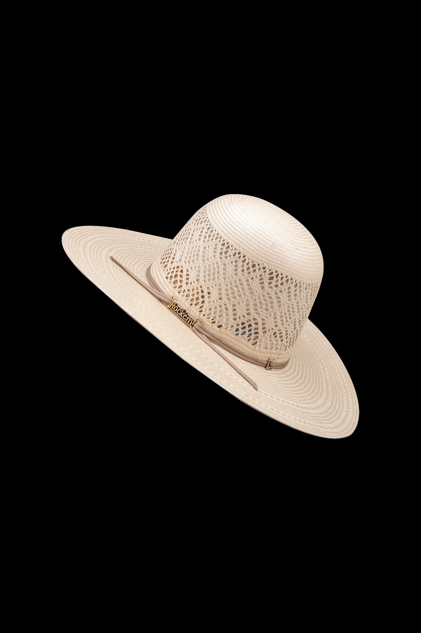 Rock'em 100X Maverick Open Crown Straw Cowboy Hat for Men - Western Style Sun Protection Hat for Outdoor, Rodeo, and Ranch Activities