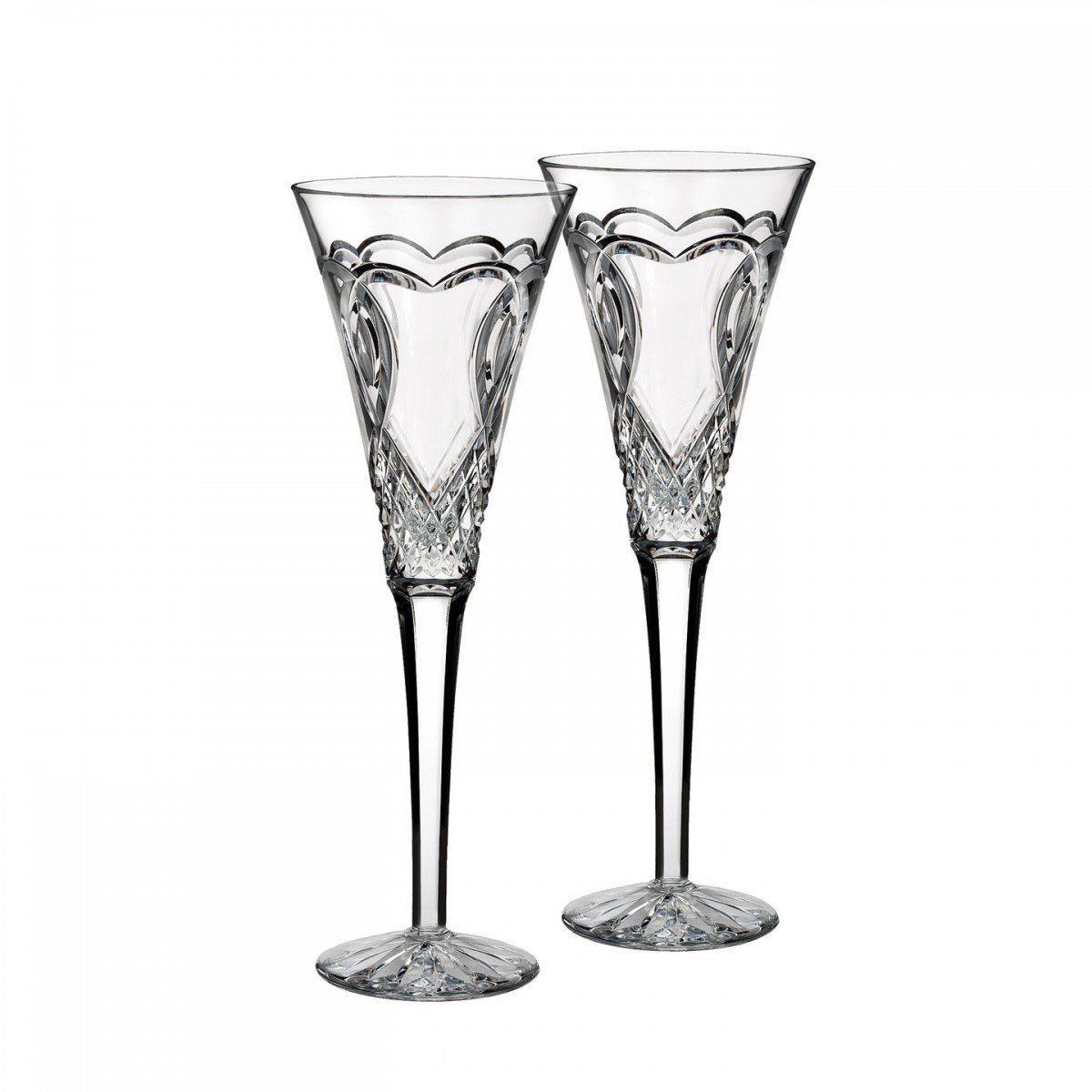 Waterford Crystal Wedding Champagne Flutes - Set of 2 Elegant Glass Flutes for Toasts, Anniversaries & Special Occasions