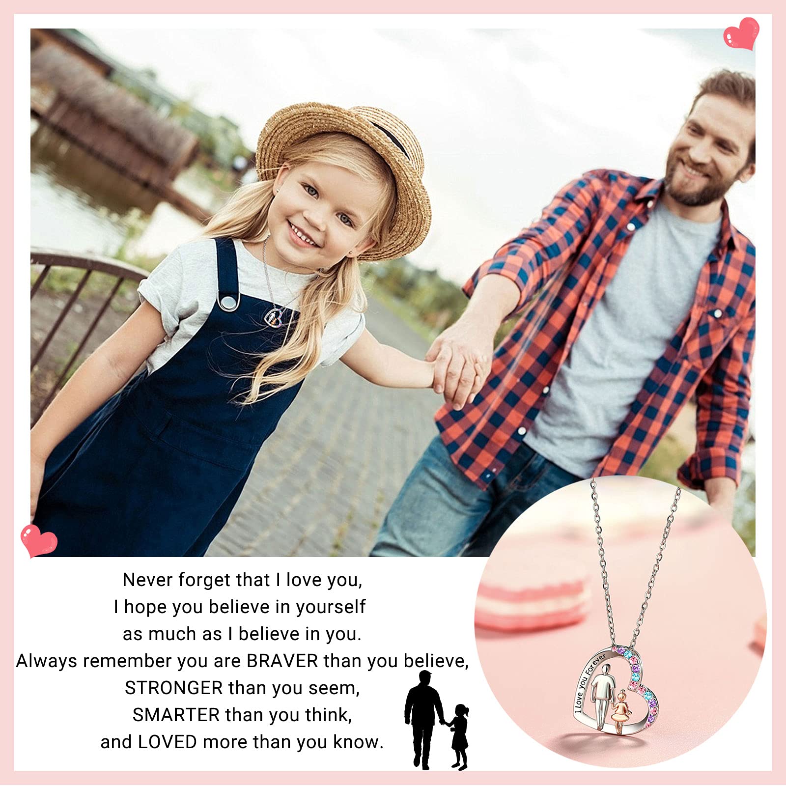 Forever Love Heart Pendant Necklace - Meaningful Gift from Dad to Daughter for Christmas, Valentine's Day & Birthday | Perfect Jewelry Present for Teen Girls & Women | Ideal for Special Occasions, Everyday Wear & Heartfelt Moments
