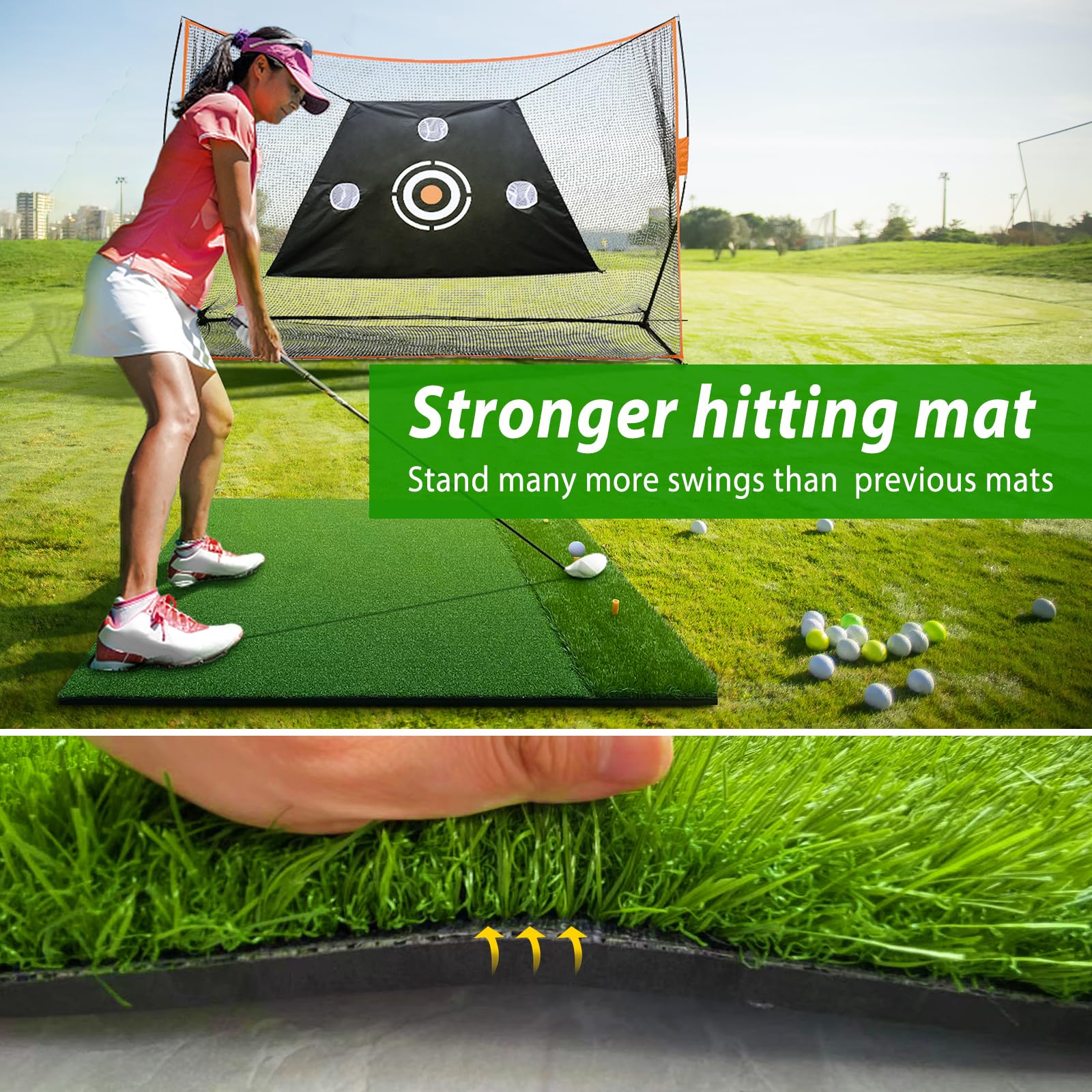 Premium 4x5 Feet Golf Hitting Mat - Indoor/Outdoor Golf Training Mat with Long & Short Artificial Turf for Chipping, Swing & Driving Practice - Perfect Golf Gift for Men, Women & Golf Enthusiasts - Ideal for Home, Backyard & Driving Range Practice