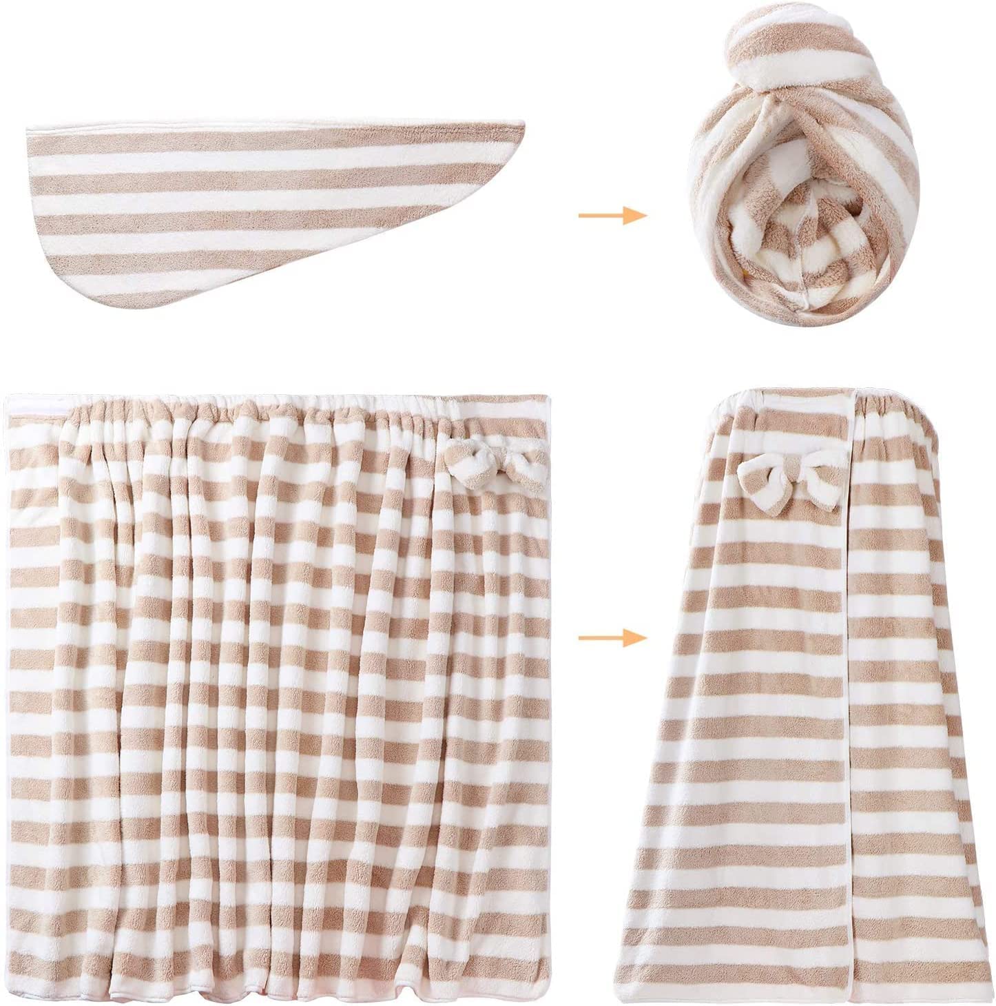 Plus Size Women's Towel Wrap (XXL-XXXXL) - Lightweight Spa Bathrobe & Adjustable Shower Wrap with Hair Drying Towel Set - Soft Comfortable Bath Towel Body Wrap for Women - Perfect for Spa, Beach, Pool & Home Relaxation