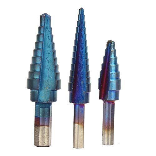 3 Pcs HSS Step Drill Bit Set - Cone Hole Cutter 1/8-1/2