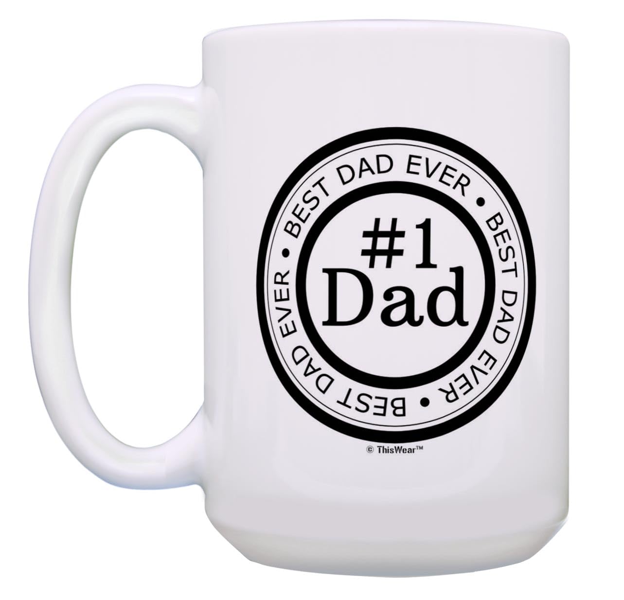 #1 Dad Mug - Best Father's Day Gifts for Dad, Birthday Present, Thank You Gift - 15oz Ceramic Coffee Cup with Handle - Perfect for Office, Home & Father's Day Celebrations