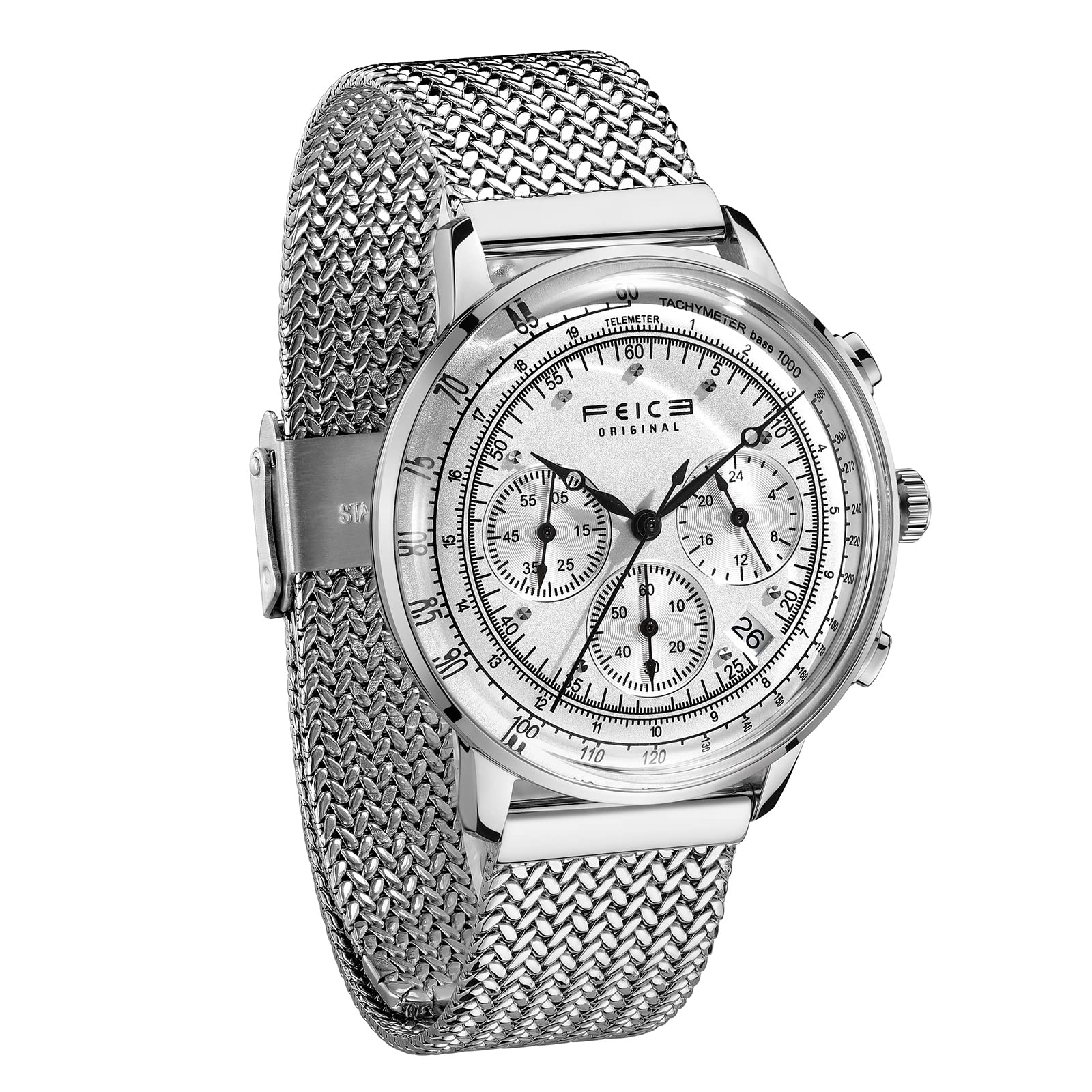 FEICE Men's Chronograph Watch - Japanese Quartz Movement, Leather Strap, Water Resistant, Stopwatch Function | Perfect for Business, Casual Wear & Outdoor Activities