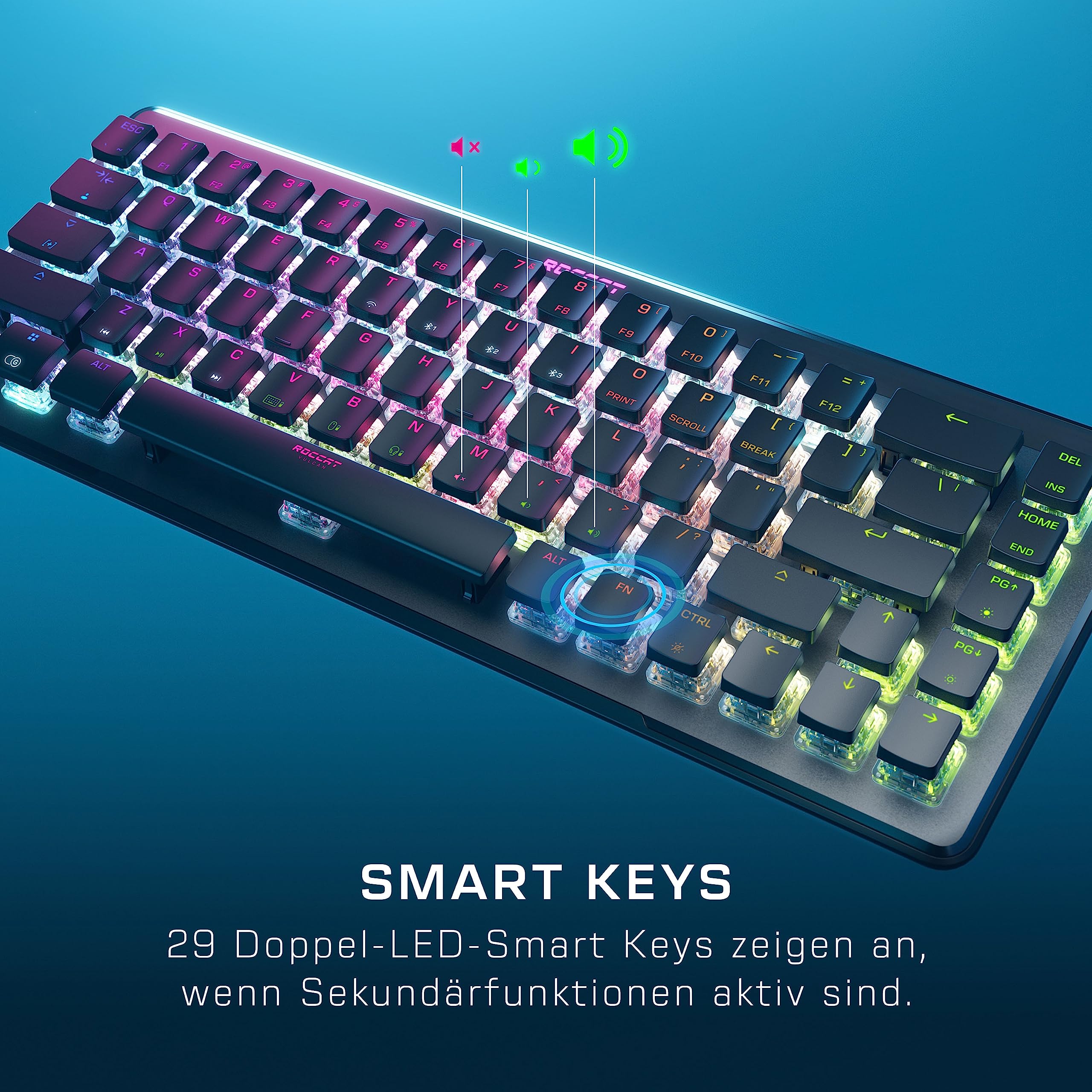 ROCCAT Vulcan II Mini Air 65% Wireless Mechanical Gaming Keyboard - Customizable RGB Lighting, Detachable Cable, Titan II Linear Switches, Aluminum Frame, Black - Perfect for Competitive Gaming & Esports