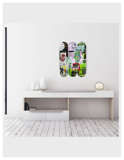 JEAN MICHEL BASQUIAT Italian Triptych Skateboard Decks - Limited Edition Art Skateboards for Collectors & Street Style Enthusiasts - Perfect for Home Decor, Skateboarding & Urban Fashion