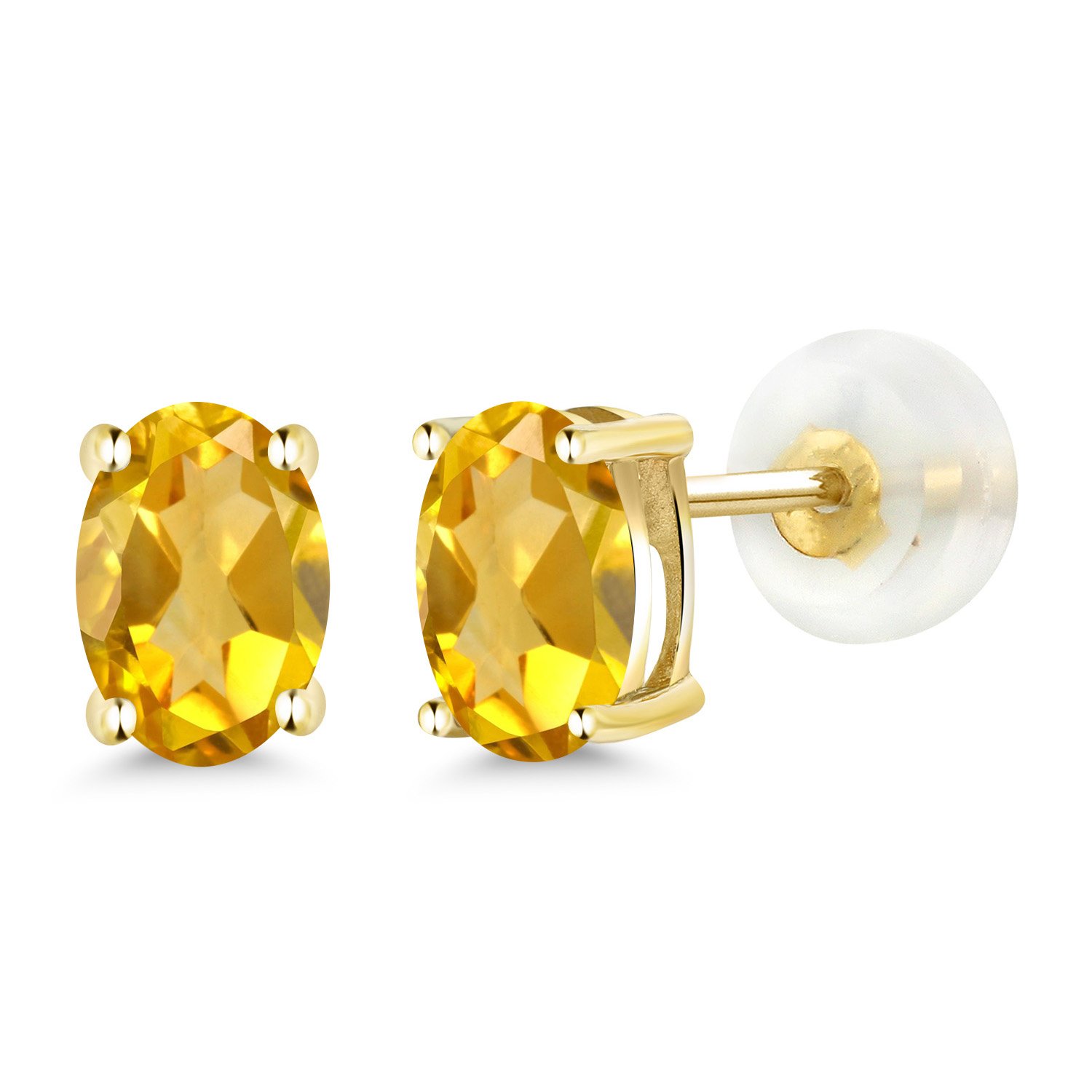 Gem Stone King 14K Gold Oval Birthstone Stud Earrings for Women & Men | 6X4MM Oval Gemstone Jewelry | Fine Gold Earrings Gift for Mom, Wife, Her | Perfect for Birthdays, Anniversaries & Special Occasions