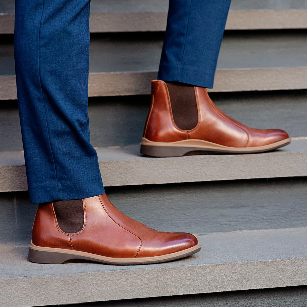 The Chelsea Chestnut Brown Leather Ankle Boots for Women - Stylish & Comfortable Fall & Winter Fashion for Casual Outings & Office Wear
