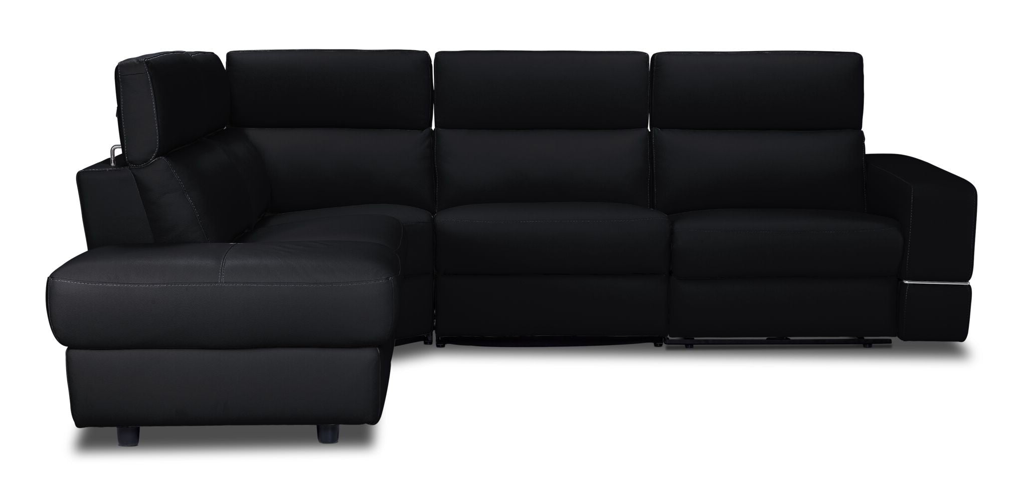 Bianca 3-Piece Power Reclining Sectional Sofa with Left-Facing Chaise in Black - Modern Living Room Furniture for Movie Nights & Family Gatherings