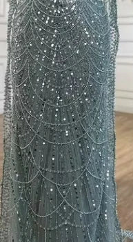 Elegant Dubai Purple One Shoulder Saudi Arabic Evening Gown with Beaded Side Overskirt - Formal Dress for Weddings, Galas & Special Occasions - LA72735