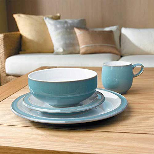 Denby Azure 4-Piece Cereal Bowl Set - Stoneware Breakfast Bowls for Cereal, Soup, Salad & Dessert - Dishwasher & Microwave Safe Dinnerware for Home, Kitchen & Restaurant Use