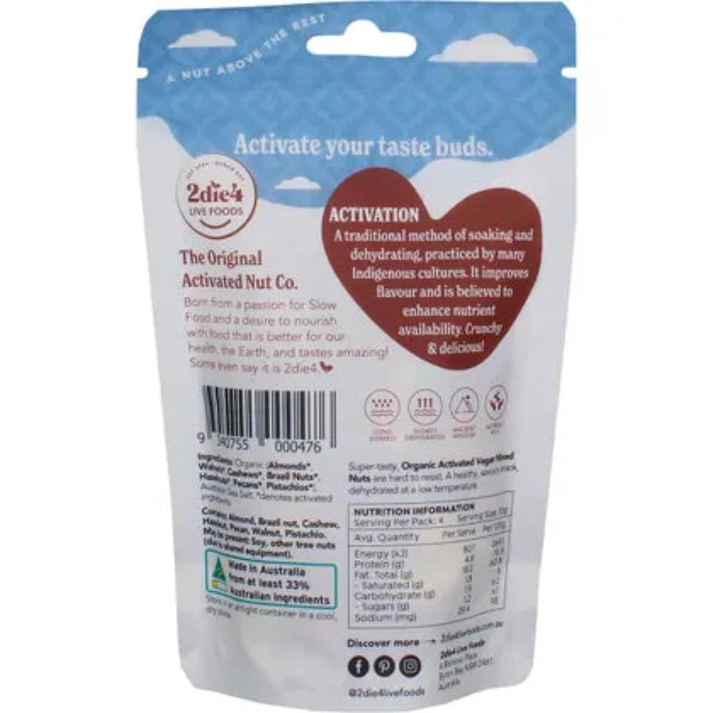 2DIE4 LIVE FOODS Activated Organic Vegan Superfood Mix - 120g | Nutrient-Rich Plant-Based Protein Powder for Smoothies, Baking & Healthy Snacks