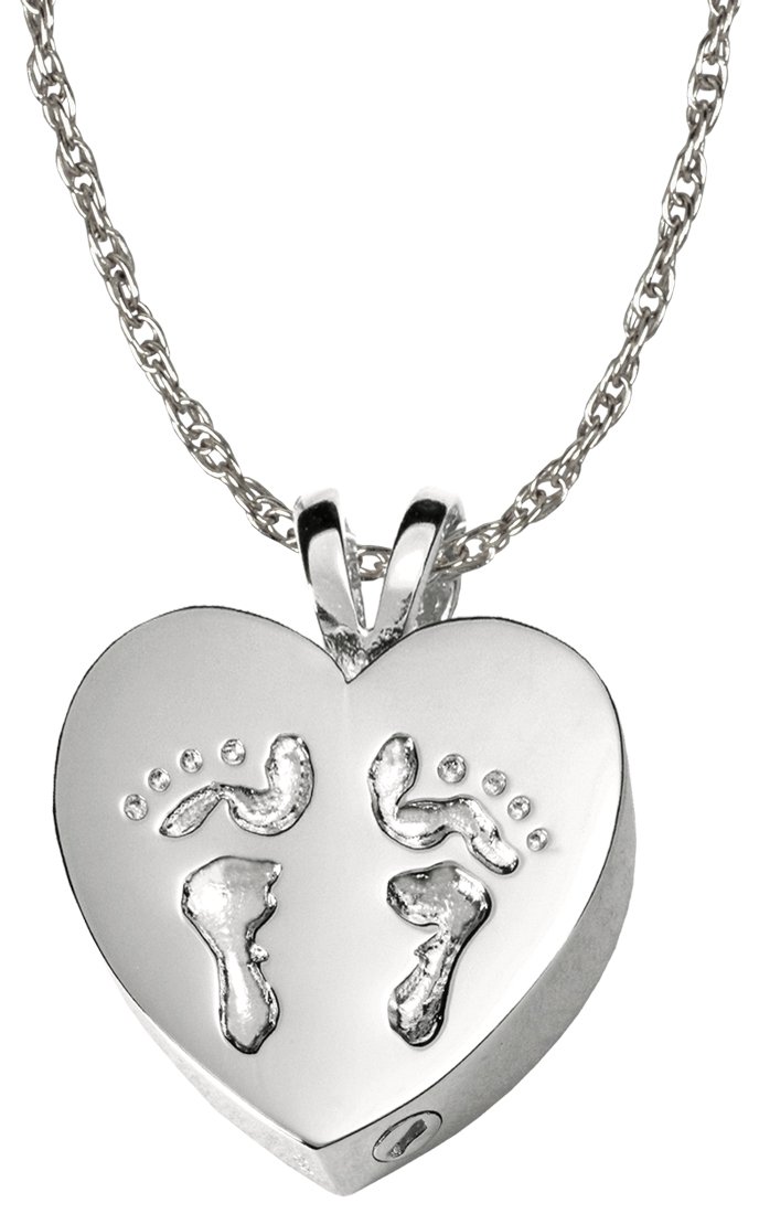 Memorial Keepsake Jewelry - Baby Feet Heart Pendant for Ashes, Cremation Necklace for Loved Ones | Perfect for Remembrance, Gifts & Healing After Loss