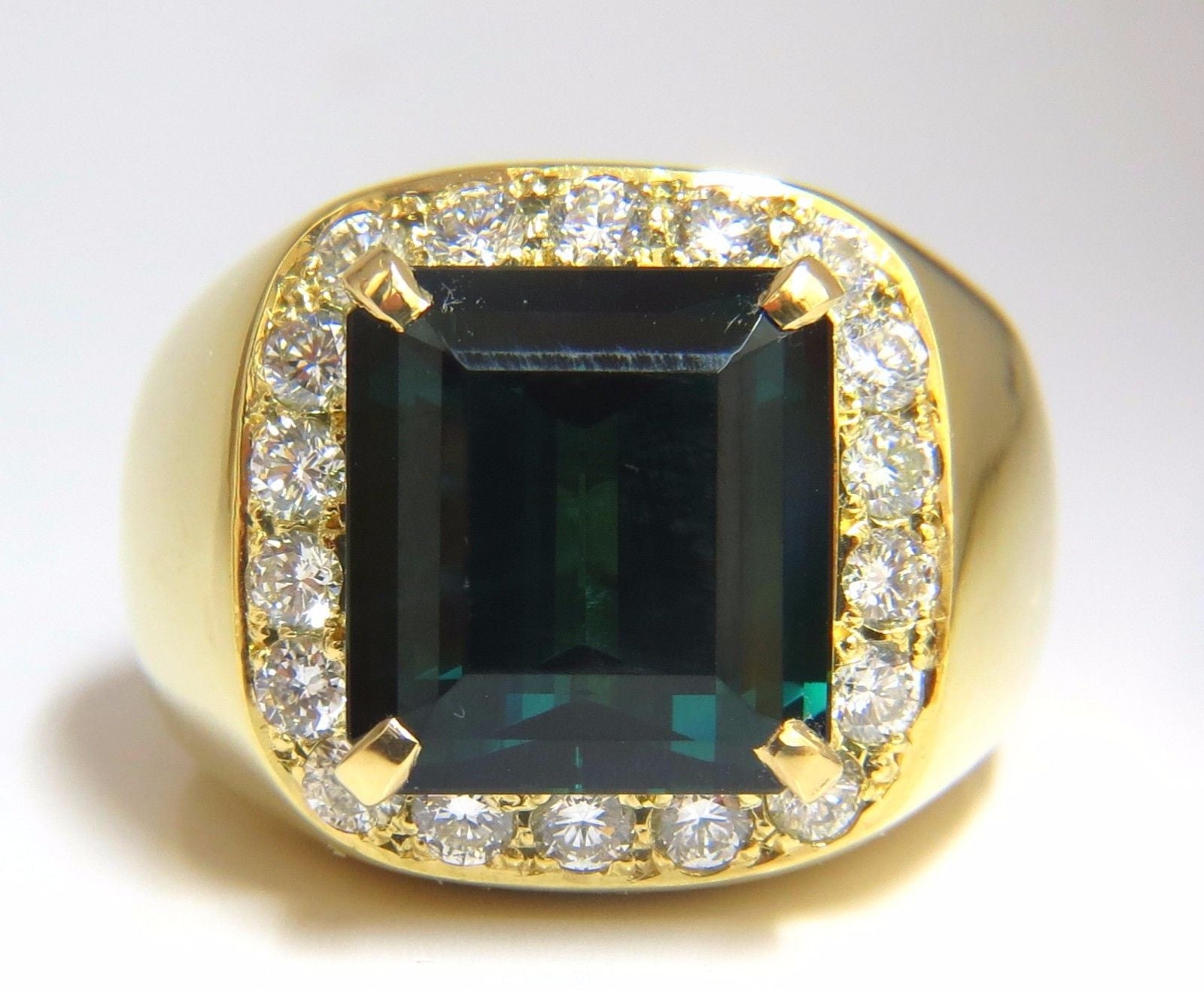 GIA Certified 13.59 Carat Natural Vivid Blue Green Tourmaline Diamond Ring in 18K Gold - Perfect for Engagement, Anniversary & Luxury Jewelry Gifts