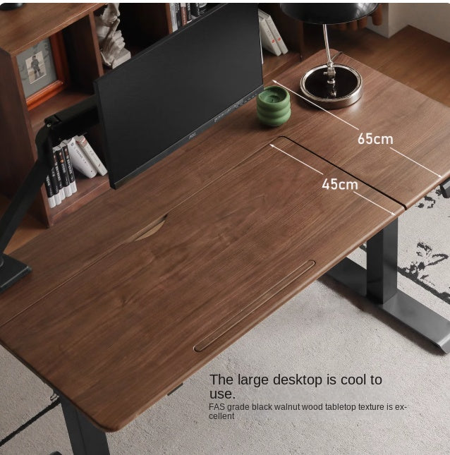 Premium Black Walnut & Oak Solid Wood Electric Height Adjustable Desk - Luxury Home Office & Gaming Workstation for Ergonomic Comfort