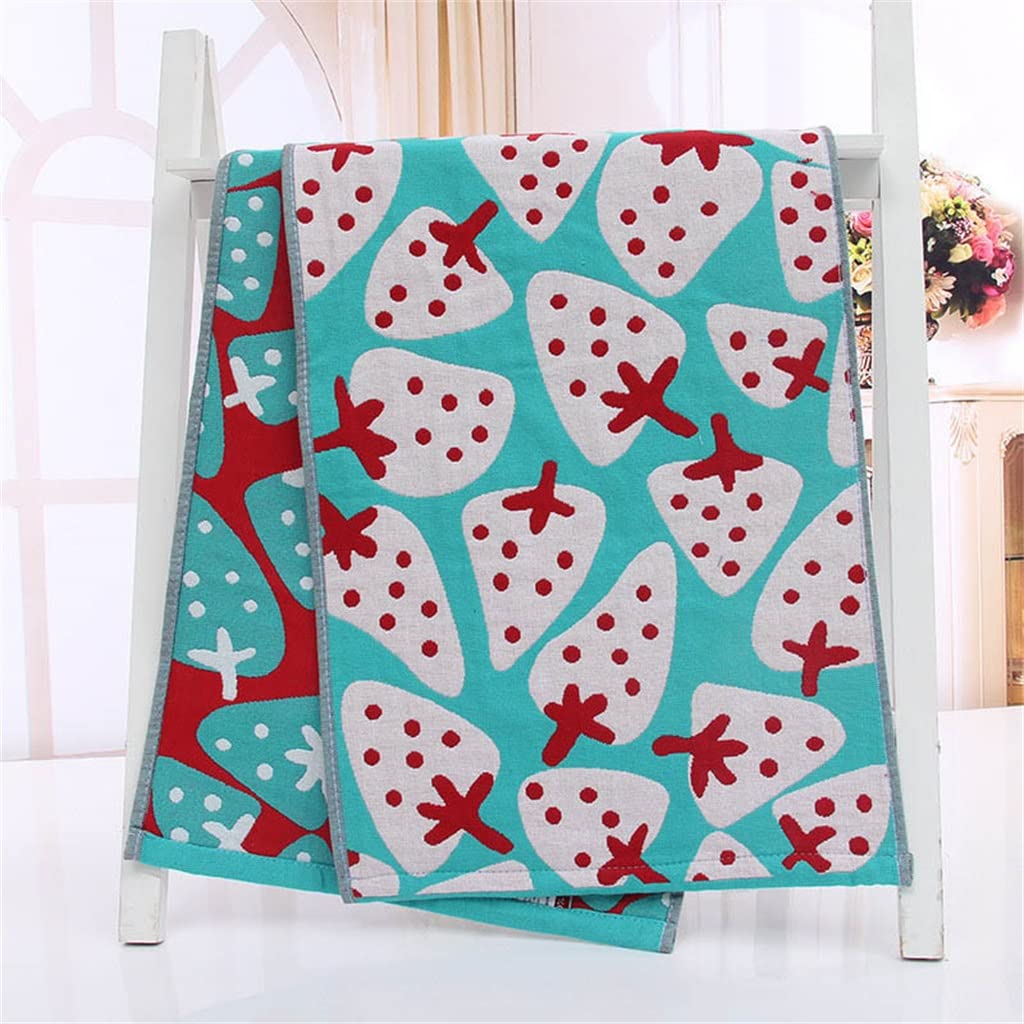 Strawberry Shaped Cotton Hand Towel - Super Soft & Absorbent Gauze Bath Towel for Adults - 35x75cm Face Towel & Bathroom Towel - Perfect for Spa, Gym, Travel & Home Use (Color: Blue)