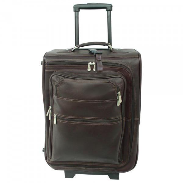 Premium Piel Leather 19-Pocket Rolling Duffel Bag - Multi-Compartment Travel Luggage for Business Trips & Weekend Getaways