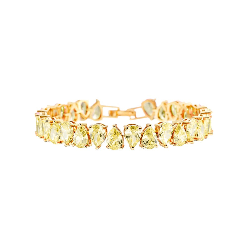 Elegant Gold Tennis Bracelet with Yellow Zirconia Stones - Perfect for Women's Daily Wear, Parties & Special Occasions