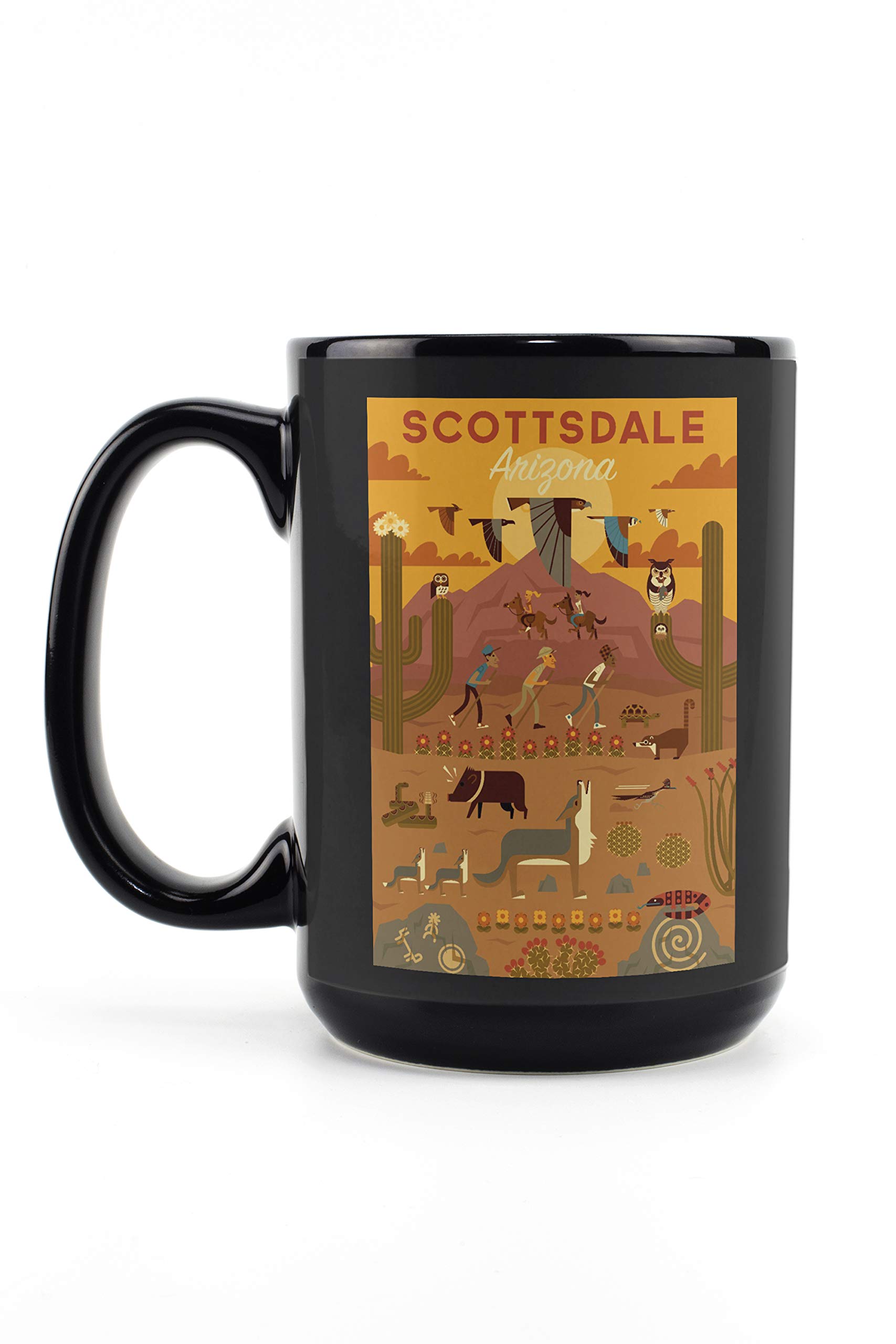 Scottsdale Arizona Geometric Mug - 15oz Black Ceramic Coffee & Tea Cup | Dishwasher & Microwave Safe | Perfect for Home, Office & Gifts