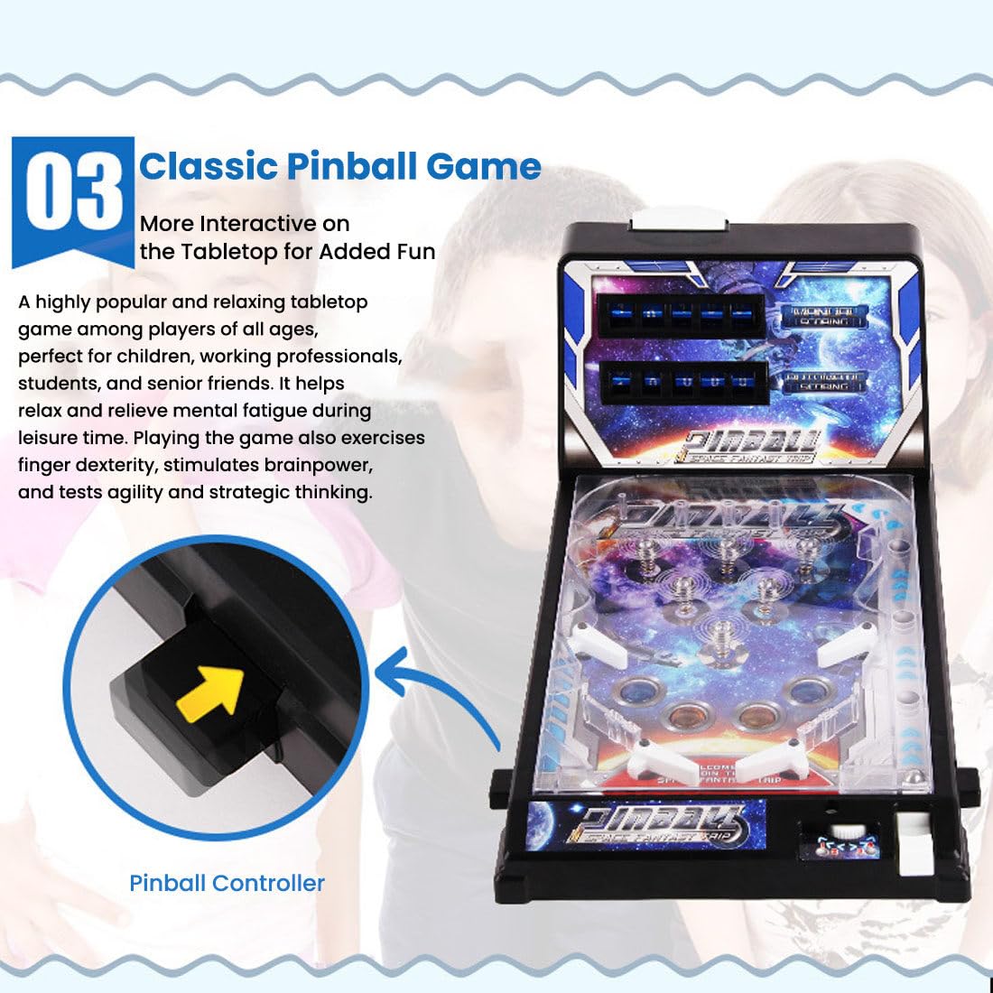 Mini Pinball Machine for Desktop - Fun Arcade Game Toy for Kids & Adults - Perfect for Office, Home, and Party Entertainment
