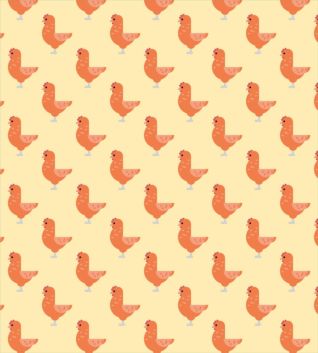 Ambesonne King Size Chicken Duvet Cover Set - Farm Animal Bird Pattern Symmetric Design, 3 Piece Bedding with 2 Pillow Shams, Yellow Salmon - Perfect for Farmhouse, Country Style Bedroom Decor & Cozy Farm Theme Home