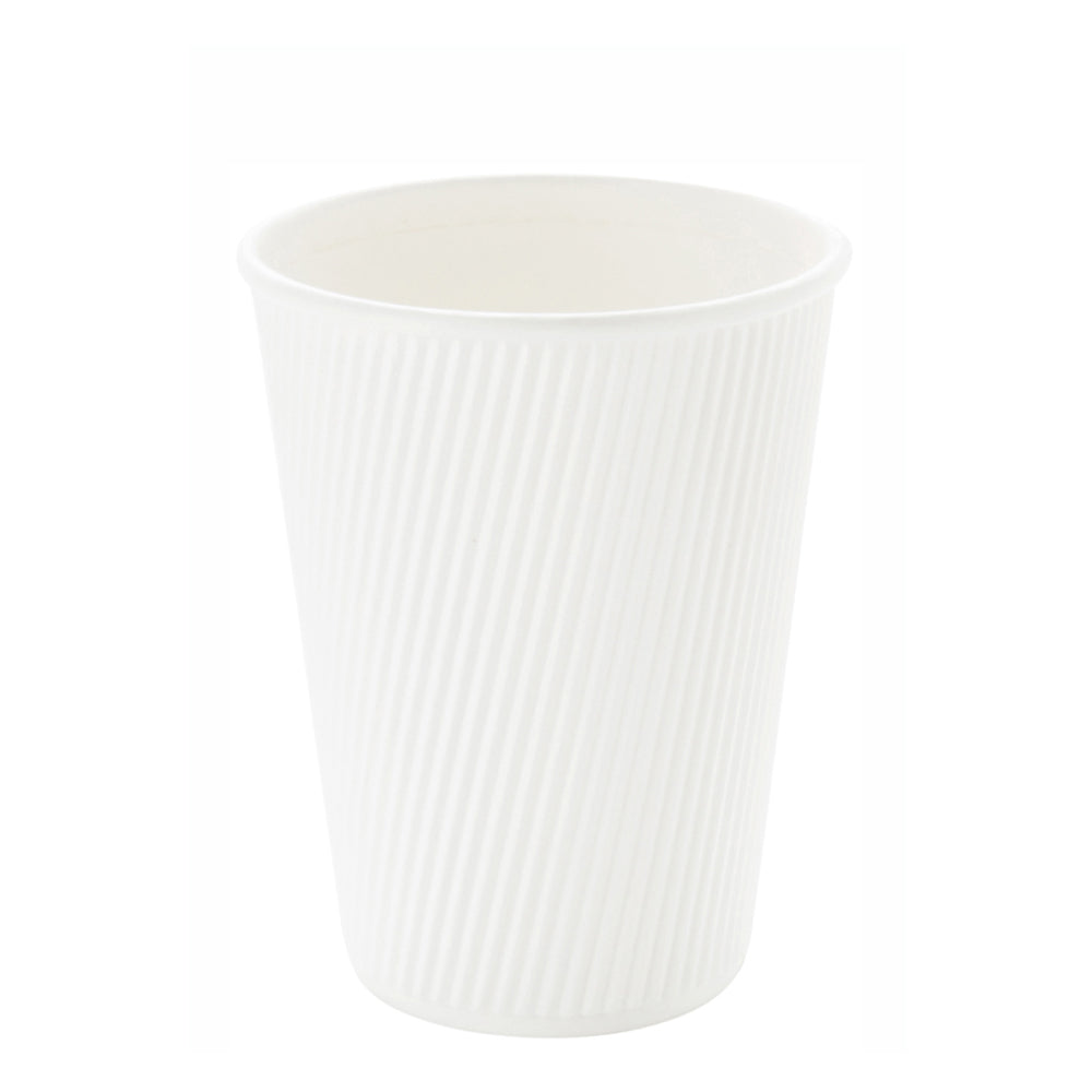 Premium 12 oz White Paper Coffee Cups with Ripple Wall - 3.5