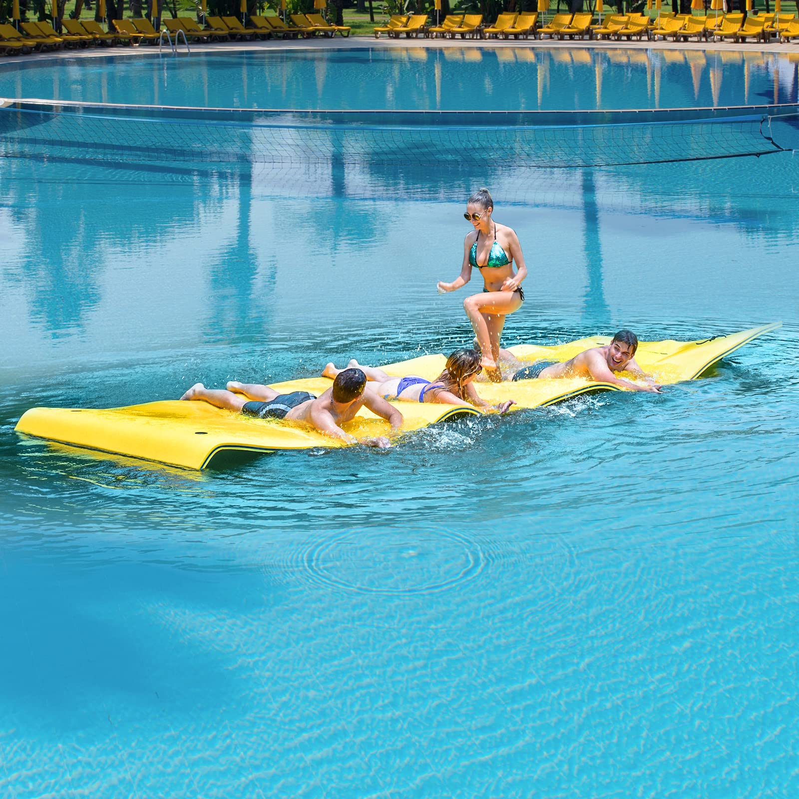 GLACER Floating Water Mat - Extra Large Tear-Resistant XPE Foam Swim Pad for Pool, Lake & Beach - Portable Roll-Up Design for Relaxation, Sunbathing & Water Recreation - Perfect for Family Fun, Summer Parties & Vacation Activities