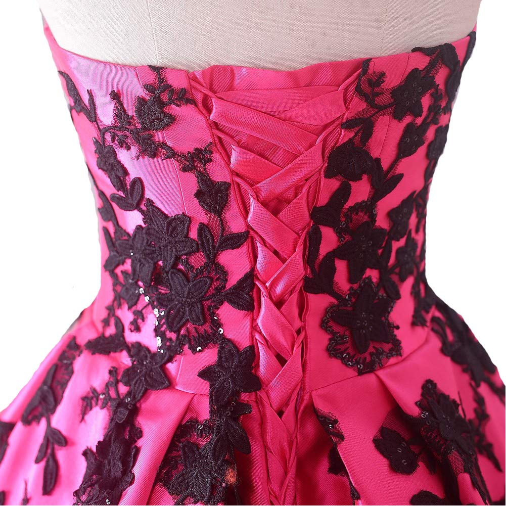 Gothic Black Satin Lace V-Neck A-Line Long Prom Corset Wedding Dress - Black & Champagne Size 6 | Elegant Formal Gown for Prom, Evening Party, and Special Occasions
