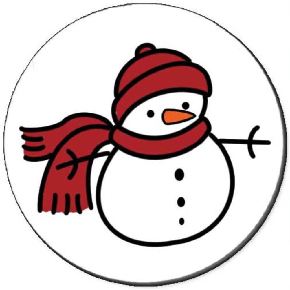 Red Scarf Snowman Seals (24 Pack) - Christmas Gift Wrapping, Holiday Cards & DIY Crafts Decoration
