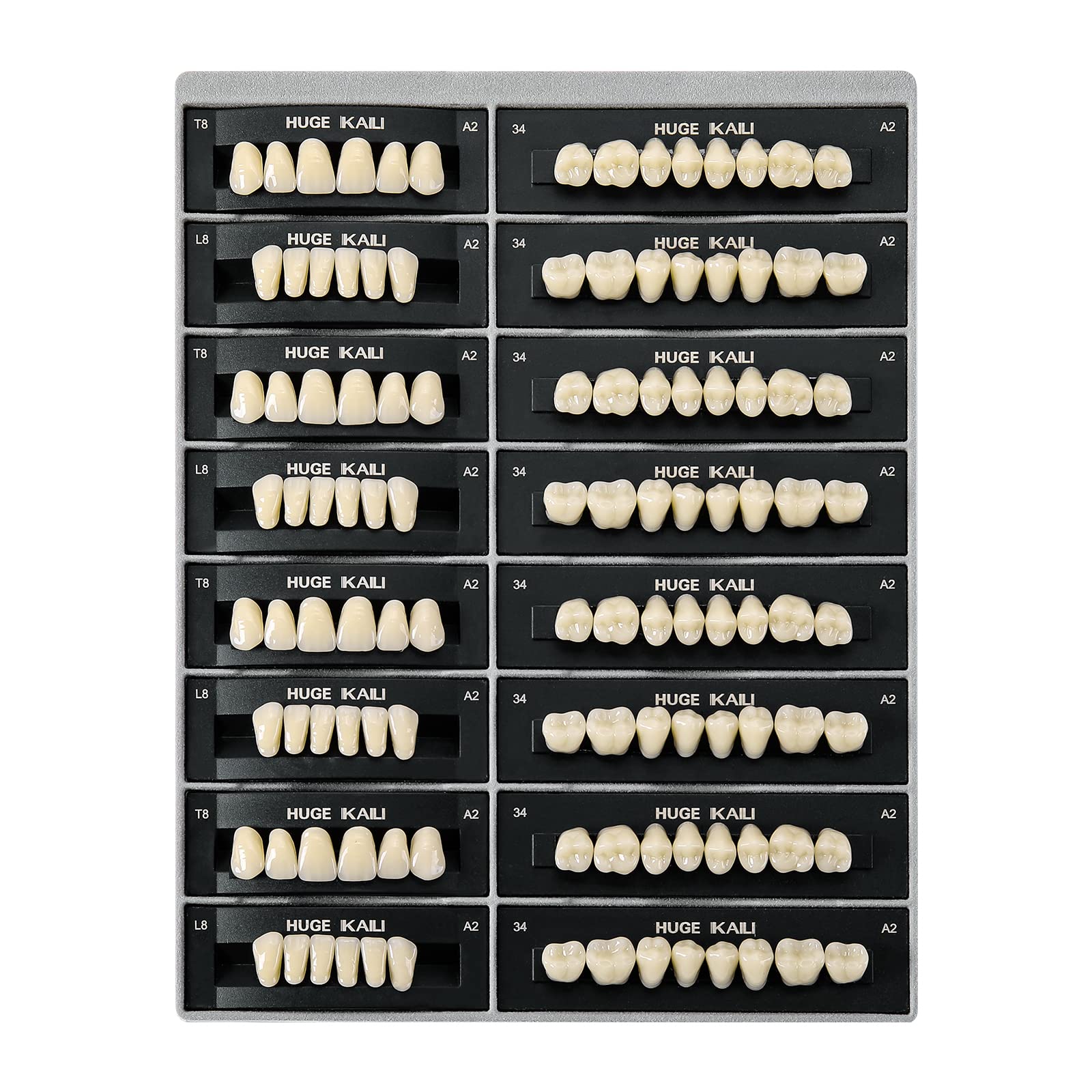 112 Pcs A2 T8 Shade Dental Acrylic Resin Teeth for Dentures - Synthetic Polymer Replacement Teeth for Halloween Costumes, Horror Props & DIY Crafts (4 Sets of 28pcs) - Perfect for Cosplay, Dental Practice & Special Effects Makeup
