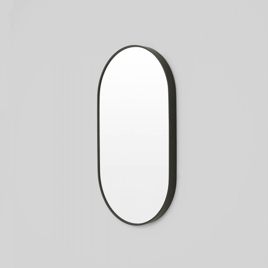 MIDDLE OF NOWHERE Black Oval Wall Mirror 40x70cm - Modern Minimalist Home Decor for Living Room, Bedroom & Entryway