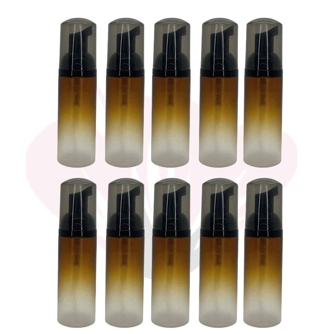 10 Pack 60ml Plastic Foaming Pump Bottles for Lash Shampoo & Soap Dispenser | Ombre Amber Color | Perfect for Travel, Salon & Home Use