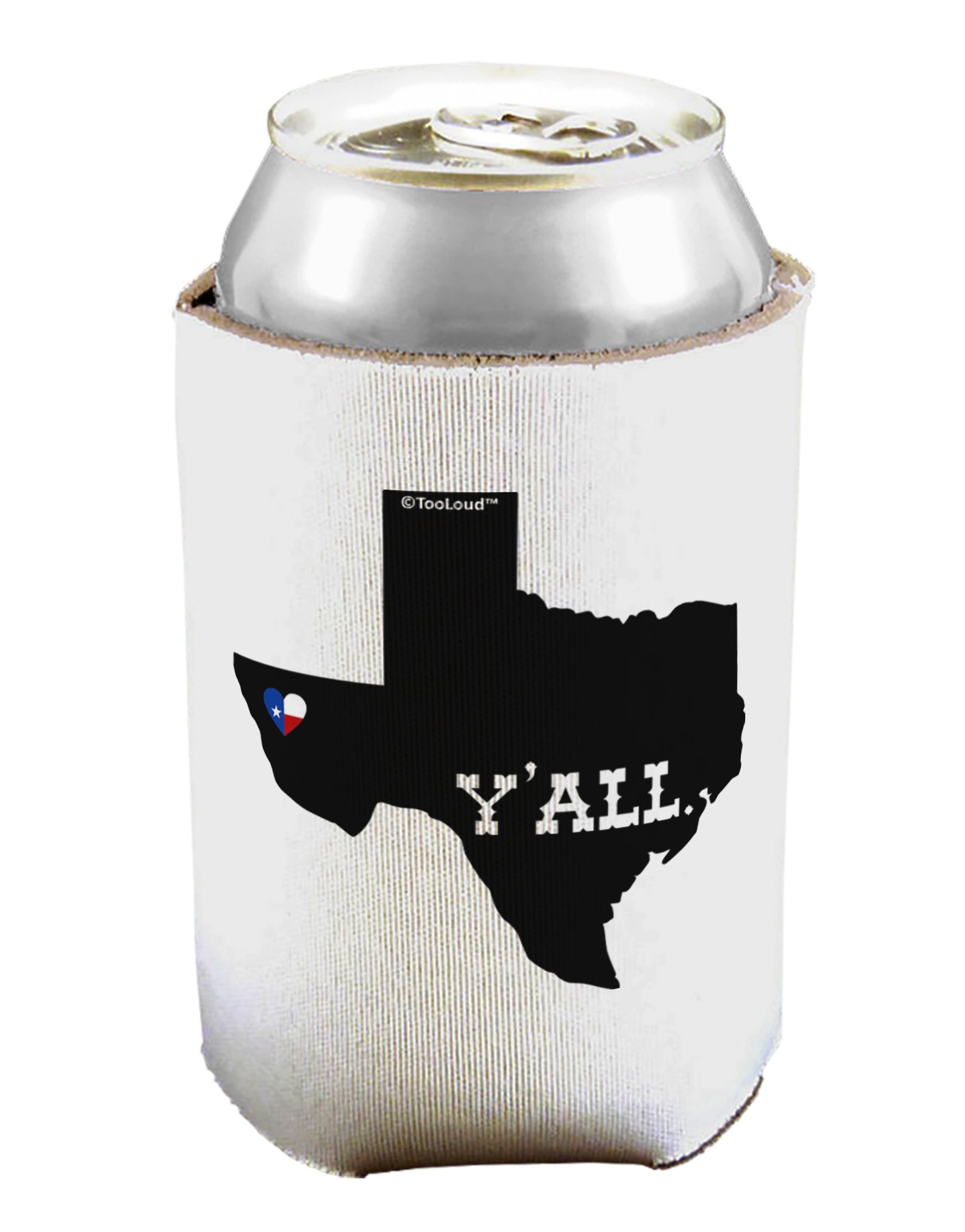TOOLOUD Texas State Y'all Design with Flag Heart Can/Bottle Insulator Cooler - 2 Pack Insulated Sleeves for Beer, Soda & Beverages | Perfect for BBQs, Tailgating & Outdoor Parties