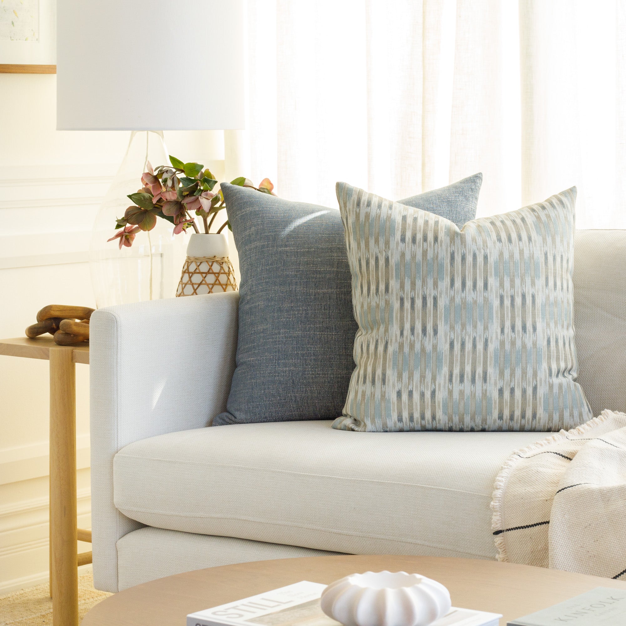 20x20 Decorative Throw Pillow Cover - Soft Seaside Blue Linen Fabric for Couch, Bed, Sofa - Perfect for Coastal, Beach, and Nautical Home Decor