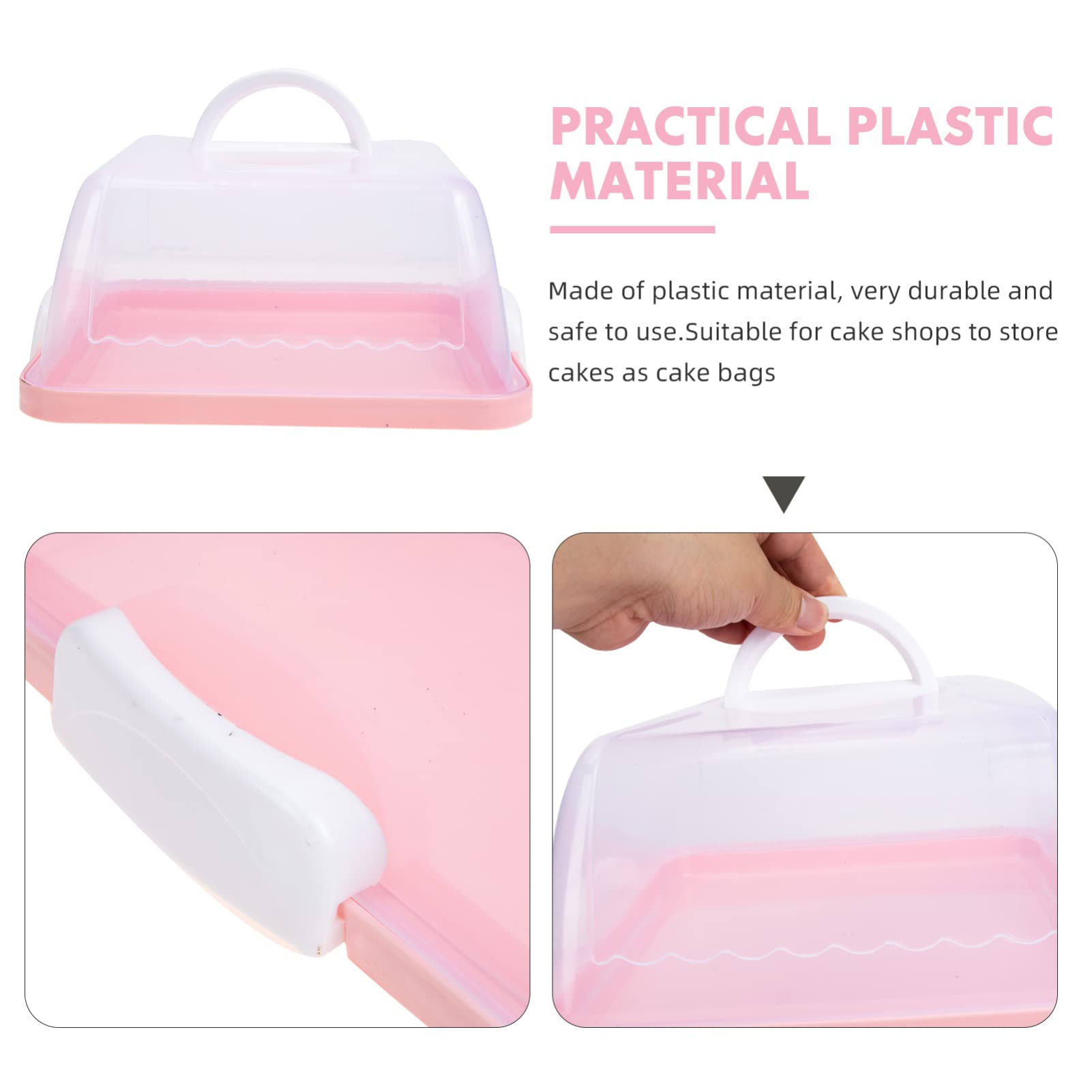 LIFKOME Square Cake Carrier with Handle - Locking Macaron Storage Container, Stand Cake Box for Pies, Cupcakes & Desserts - Perfect for Parties, Baking, and Transporting Treats
