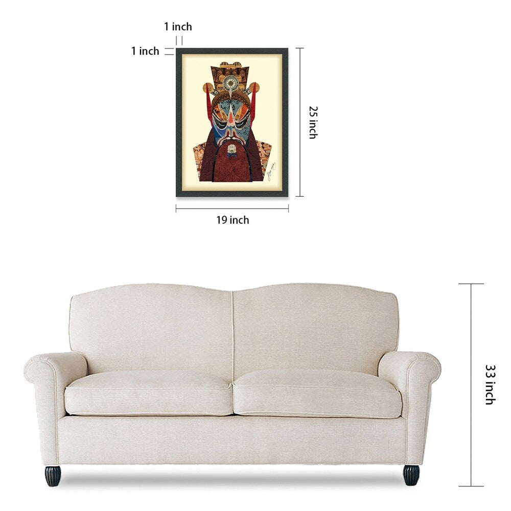 Beijing Opera Mask & Jiangwei Alex Zeng's Dimensional Collage Art - Framed Under Glass in Black Shadow Box | Perfect for Home Decor, Office Display & Cultural Gift Giving