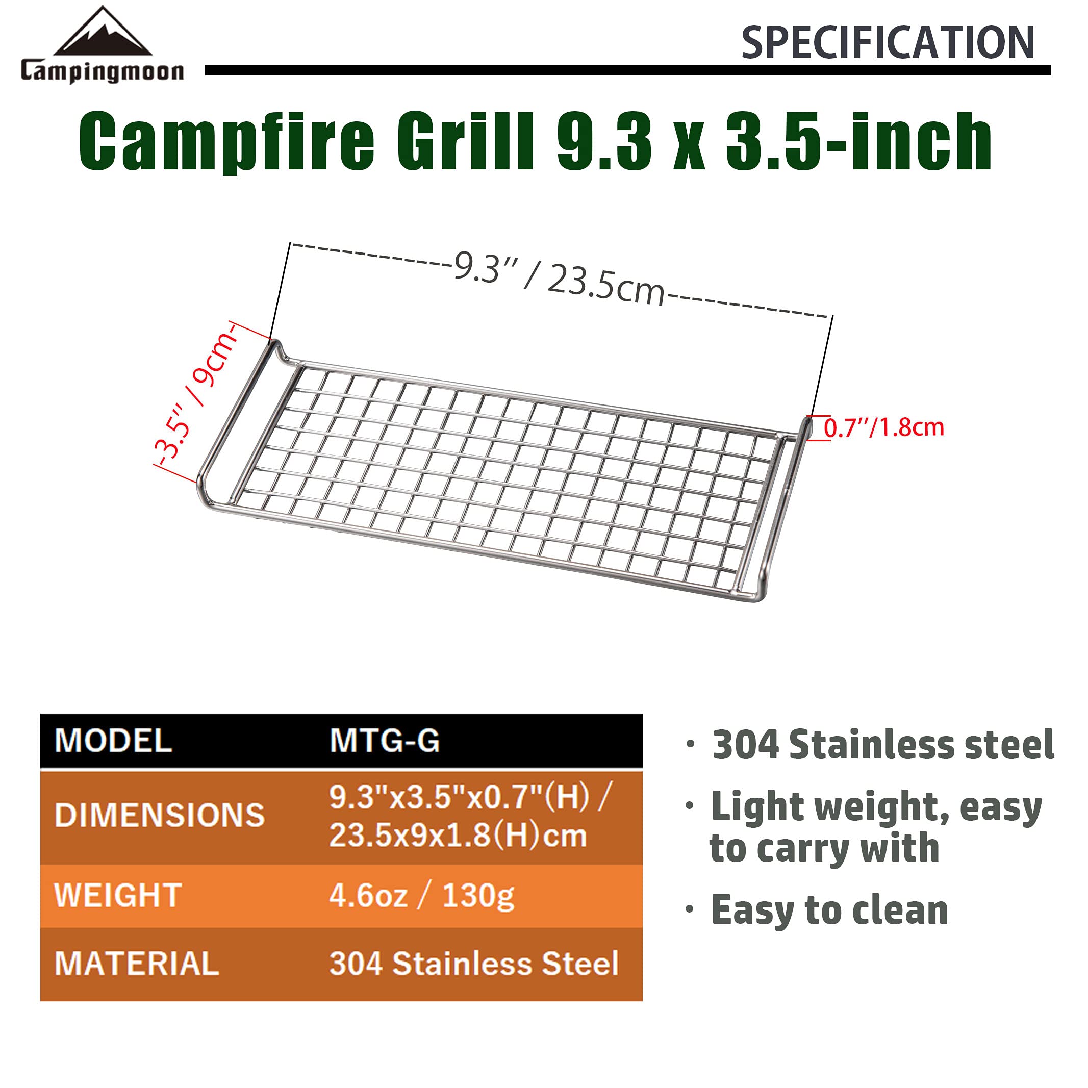 Premium 304 Stainless Steel Camping Stove Grill Grates - Heavy Duty Cooking Grills for Campfire, Open Fire & Outdoor Cooking | Compatible with MTG-G, MTG-2G, MTG-JS, MTG-JL Models | Perfect for Backpacking, RV Trips & Picnics