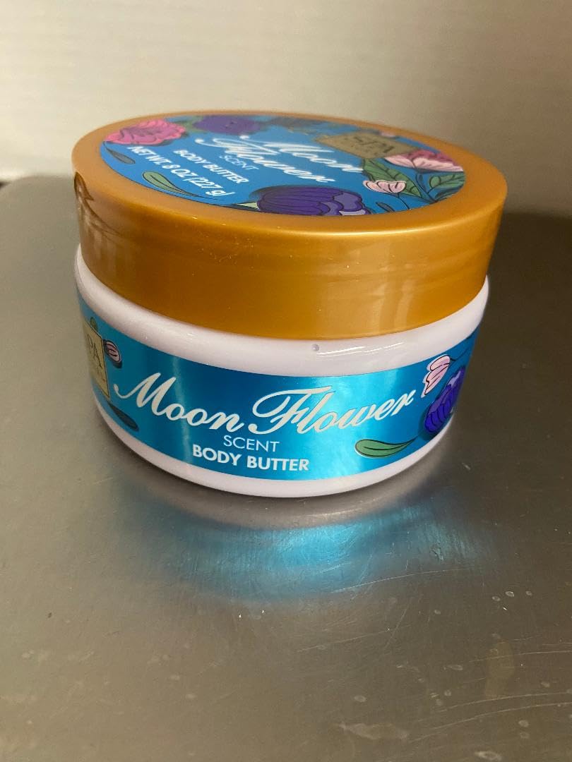 MOON FLOWER Natural Body Butter - 8 oz Hydrating Moisturizer for Dry Skin - Vegan & Cruelty-Free - Perfect for Daily Skincare & Gift Giving
