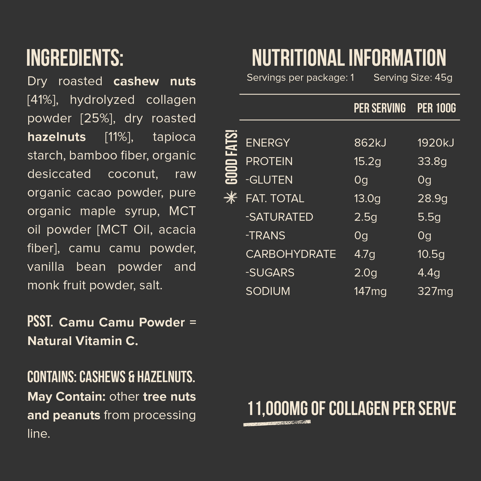 Chief Collagen Protein Bar - Hazelnut Brownie Flavor | Gluten-Free Snack for Muscle Recovery & Healthy Skin | Perfect for Post-Workout, Travel & On-the-Go Nutrition