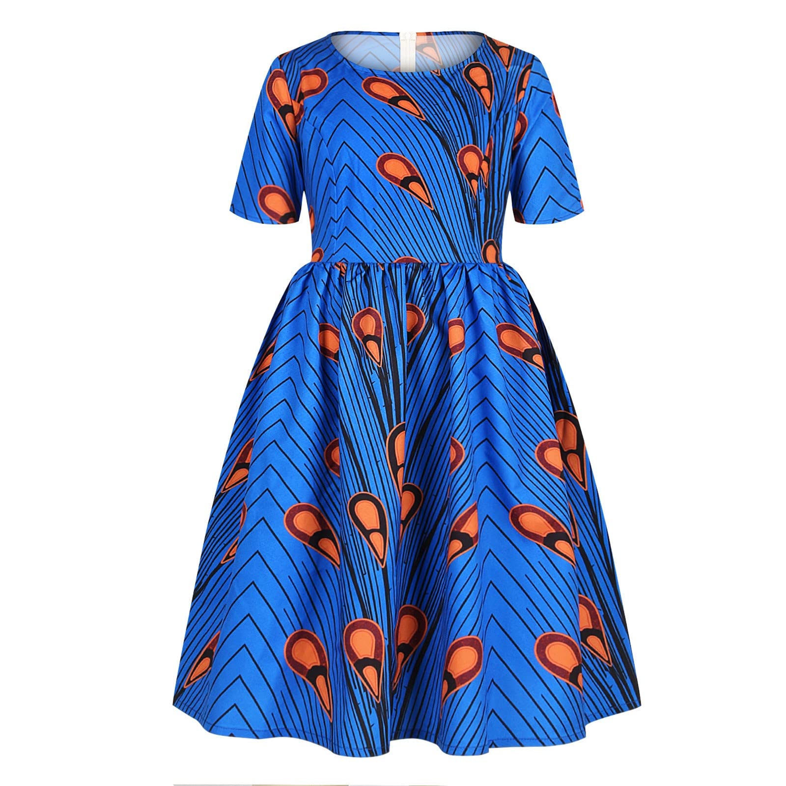 African Dashiki Dress for Girls - Traditional Ankara Princess Dress with Short Sleeves & Round Neck | Perfect for Cultural Events, Birthday Parties & Special Occasions