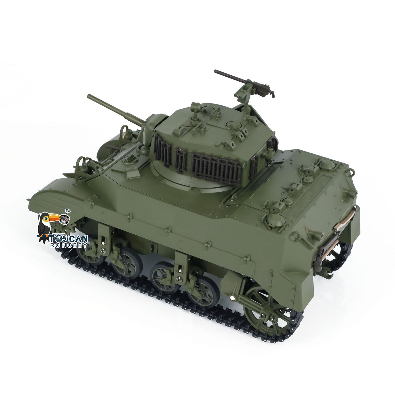 1/16 Scale RTR M5A1 Stuart Light Tank RC Military Model - 360° Rotating Turret & Recoiling Barrel - US/UK Version - Perfect for Collectors & Battle Reenactments