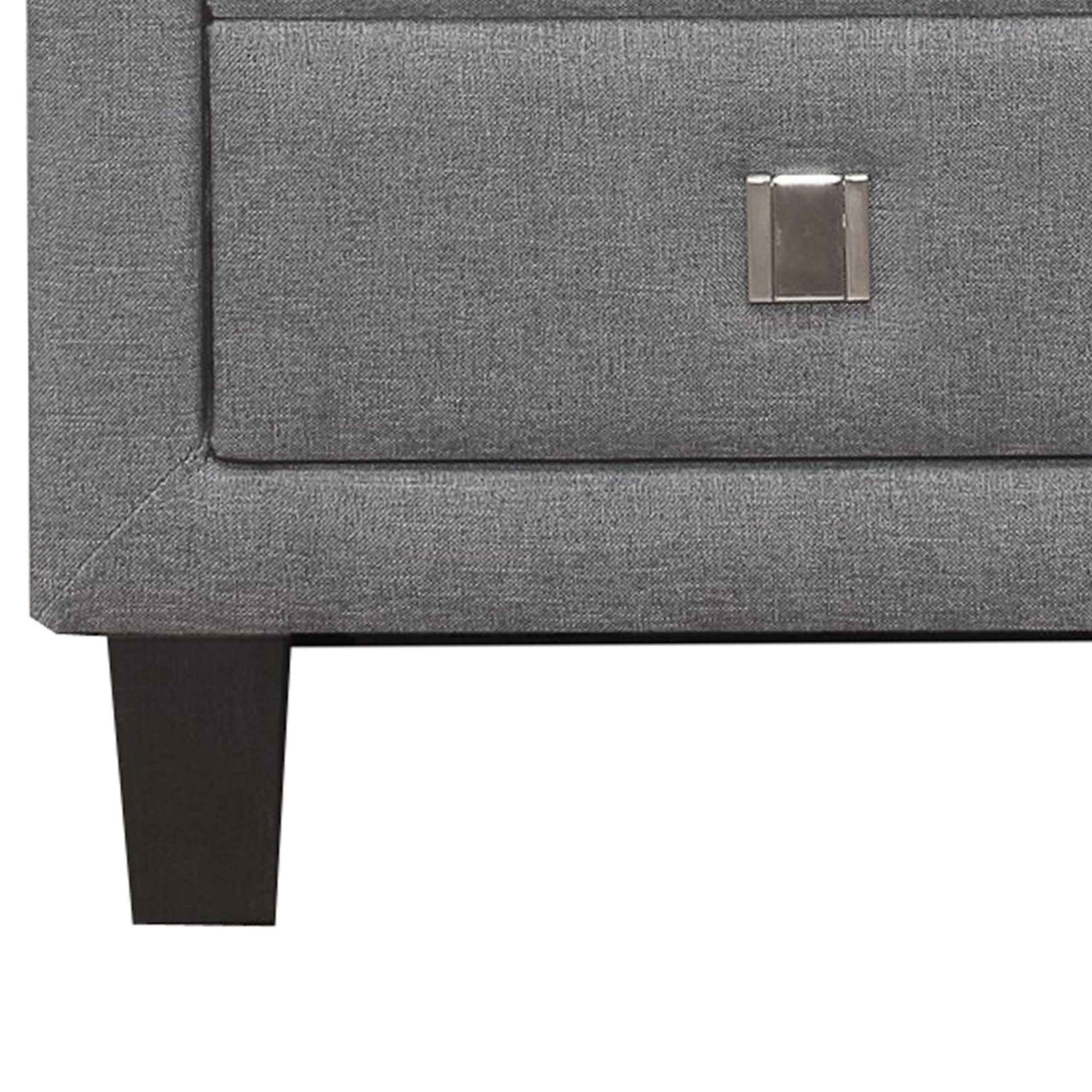 Benjara Gray Nightstand with Single Drawer & Fabric Wrapping - Modern Bedside Table for Bedroom, Living Room or Office (Home Decor Furniture)