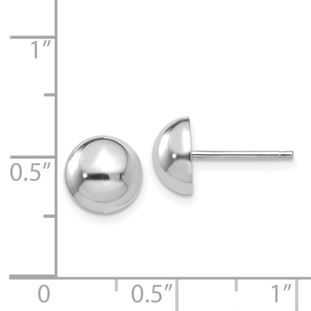 14K White Gold 8mm Half Ball Stud Earrings for Women - Hypoallergenic Luxury Jewelry for Everyday Wear, Parties & Special Occasions