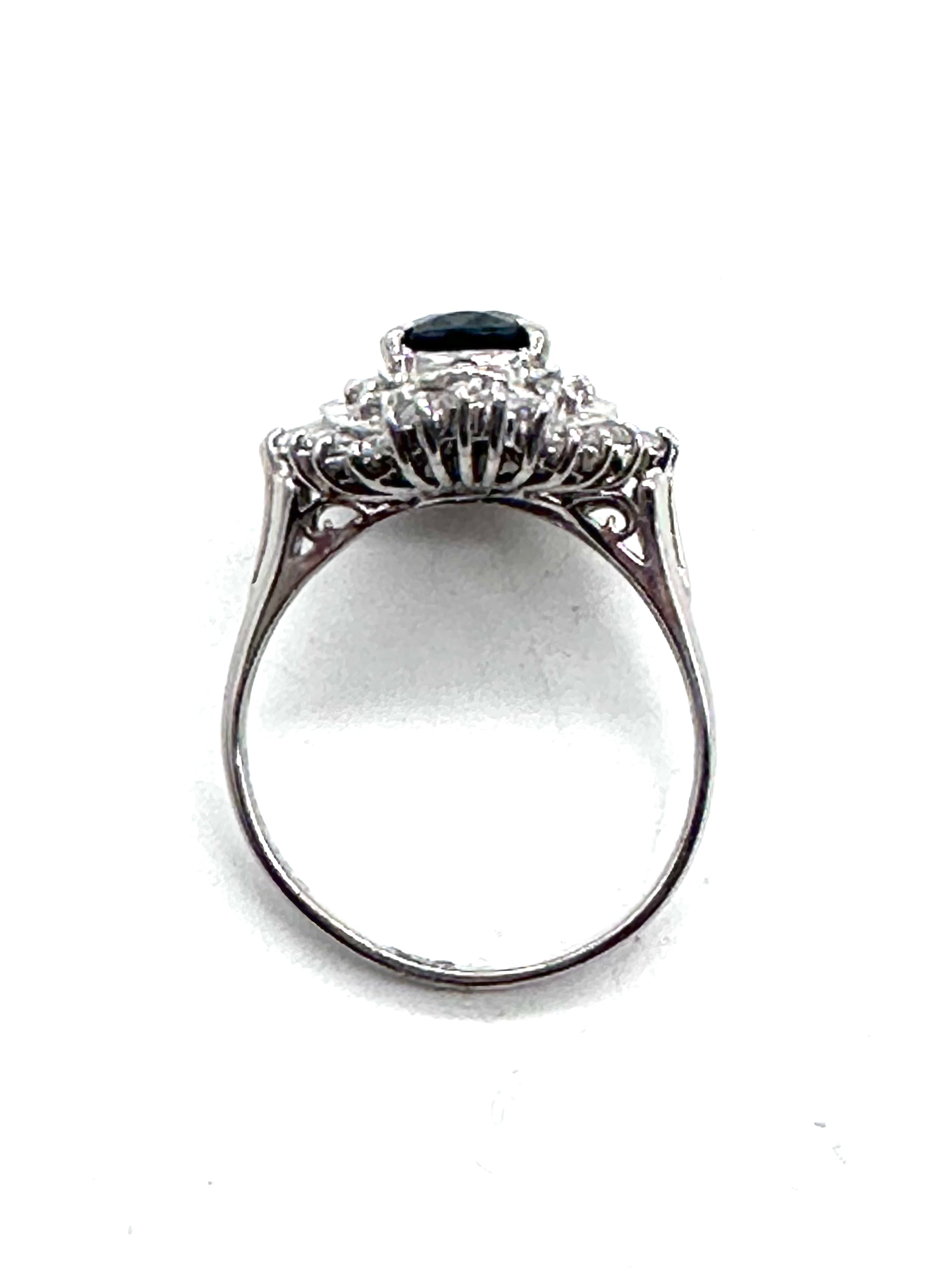 Exquisite 14K White Gold Sapphire and Diamond Engagement Ring for Women | Elegant Wedding, Anniversary & Gift Jewelry | Perfect for Proposals, Bridal & Special Occasions