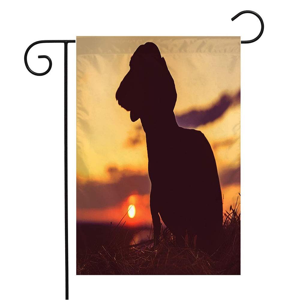 Tan Sunset Dachshund Silhouette Garden Flag - 12x18 Inch Outdoor Welcome Flag for Patio, Lawn & Home Decor - Perfect Gift for Dog Lovers & Seasonal Outdoor Decoration