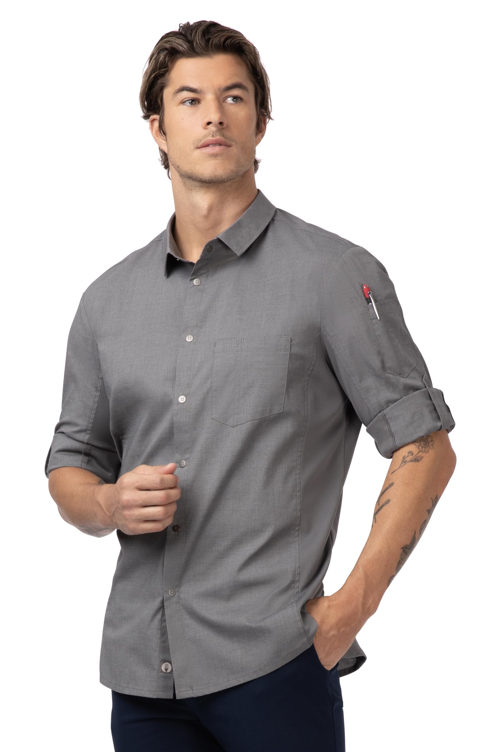 Chef Works Men's Seville Breathable Mesh Panel Work Shirt - Professional Kitchen Uniform for Chefs & Cooks | Ideal for Hot Kitchens, Cooking Classes & Restaurant Staff
