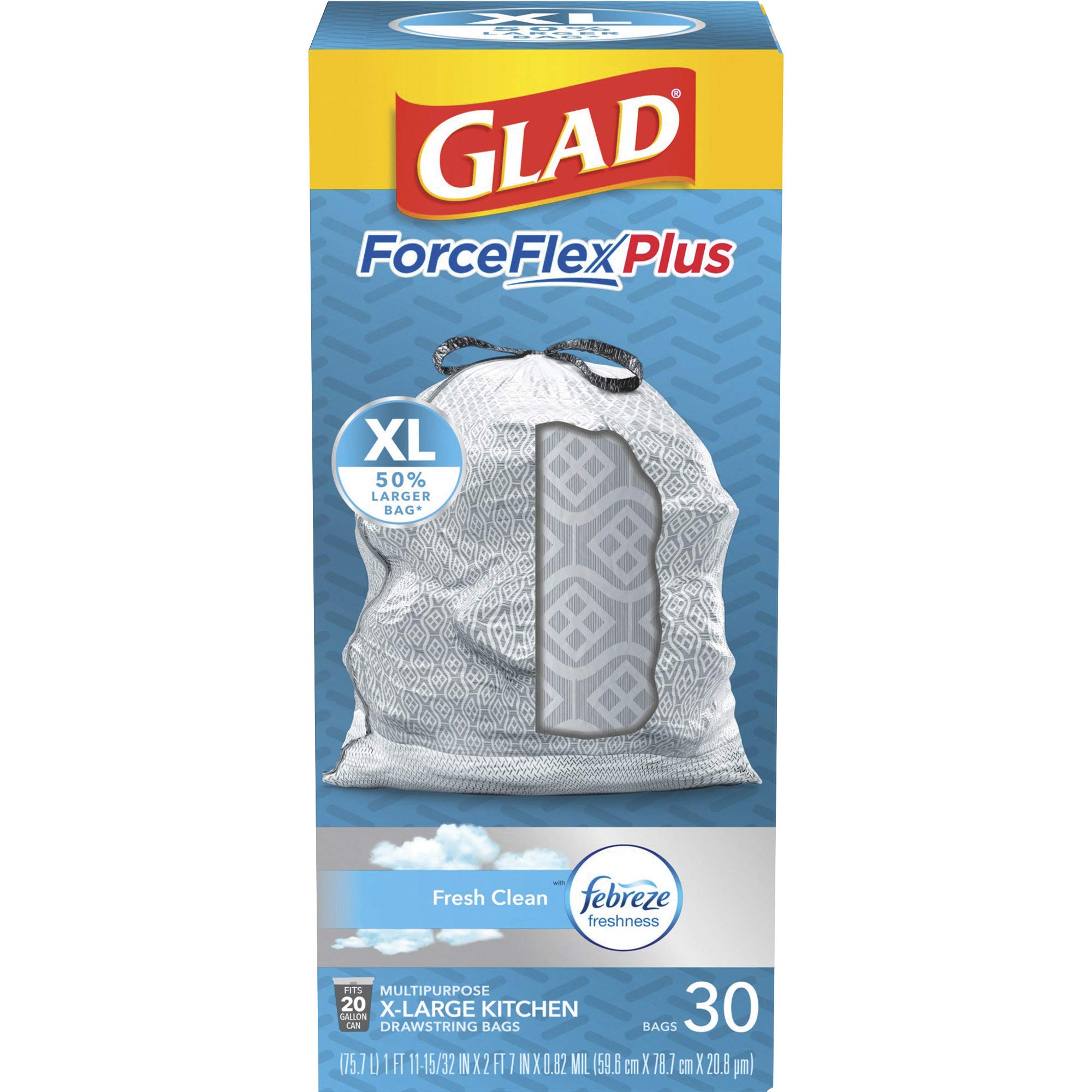 Glad ForceFlex KitchenPro Drawstring Trash Bags - 13 Gallon, 100 Count, Strong & Leak-Proof for Kitchen, Bathroom & Office Waste Disposal