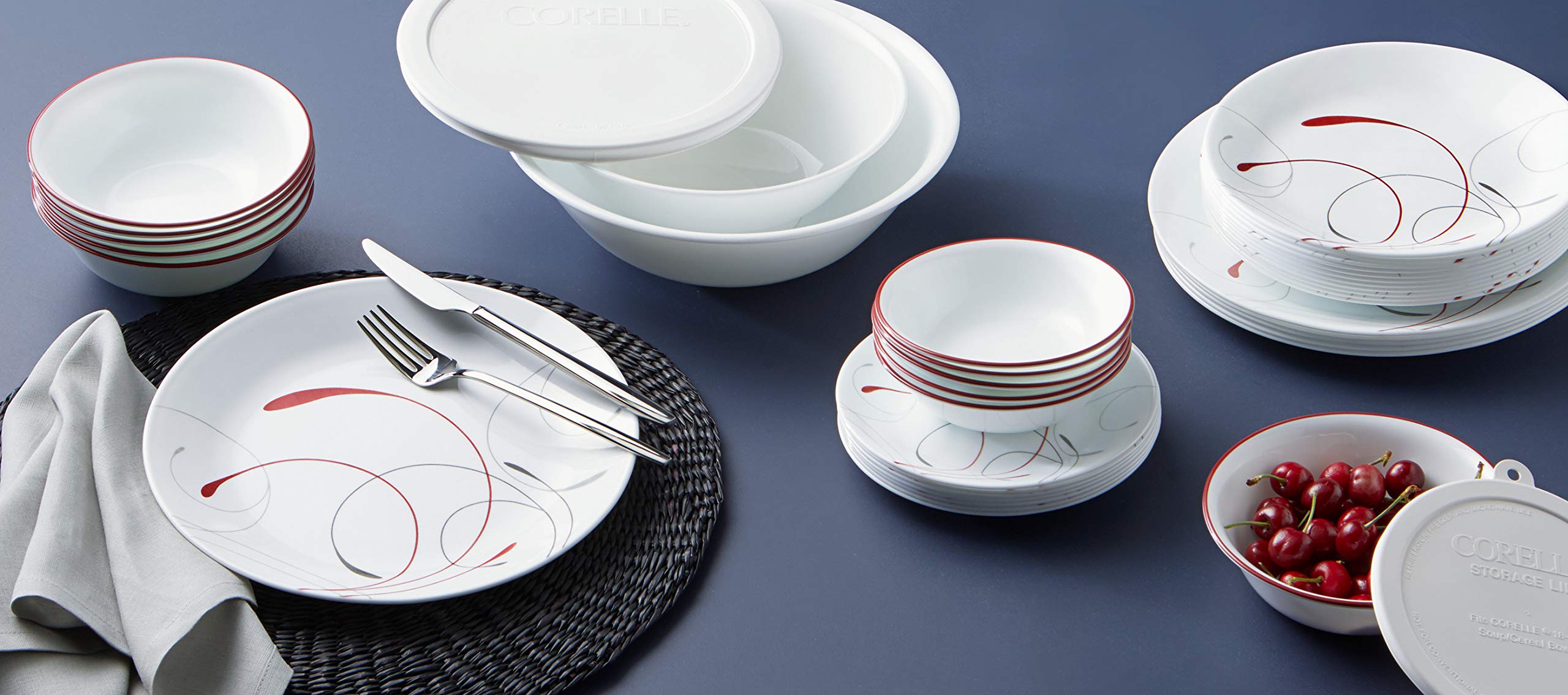 Corelle Vitrelle 78-Piece Dinnerware Set for 12 - Triple Layer Chip Resistant Glass Plates & Bowls - Lightweight Round Dish Set - Splendor Collection - Perfect for Family Dinners, Parties & Everyday Use